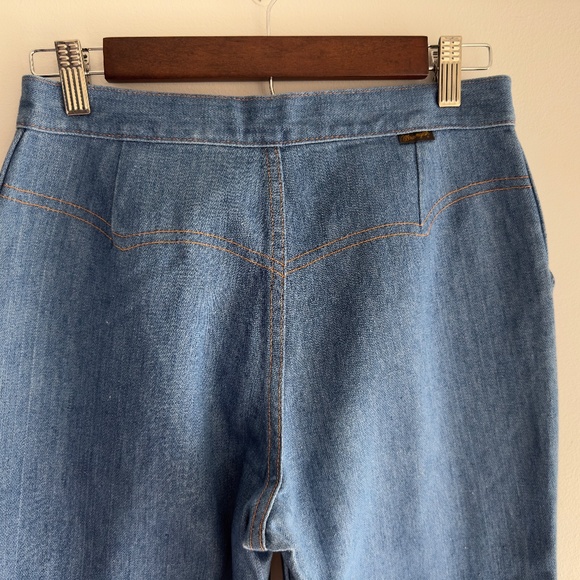 70s Vintage Medium Wash 100% Cotton Sanforset Wide Leg Wranglers Made in the USA - Picture 7 of 9